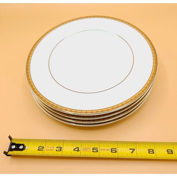 4X Charter Club Salad Plates Grand Buffet Set of 4 Gold 8.5 Inch White Porcelain - Picture 6 of 6